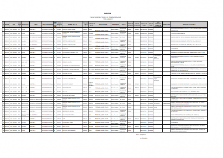 Plazas Vacantes Proceso De Encargatura Ugel Caraveli